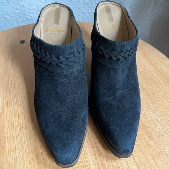 NWT Sam Edelman New York Alison Black Suede Mule Heels - Picture 2 of 7